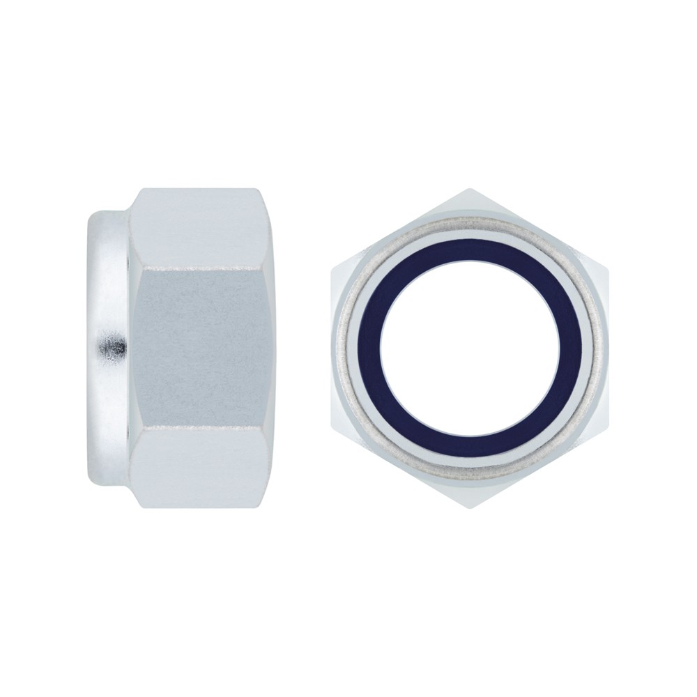 DIN 985 FP ZP ~ ISO 10511, Tuerca hexagonal autoblocante con paso fino y acabado zincado
